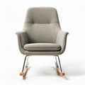 Rocking chair in gray fabric with wooden base measures 80 x 70 x 90cm