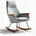 Rocking chair in light blue fabric with metal base and cushioned seat 80 x 75 x 90cm