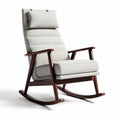 Rocking chair with padded headrest and fabric upholstery in light gray 80 x 60 x 100cm