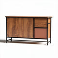 Wooden sideboard cabinet with metal frame and storage compartments 150 x 40 x 80cm
