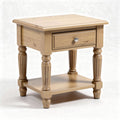 Wooden end table with single drawer and lower shelf natural finish 24 x 24 x 20 inches