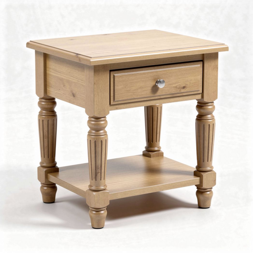 Wooden end table with single drawer and lower shelf natural finish 24 x 24 x 20 inches