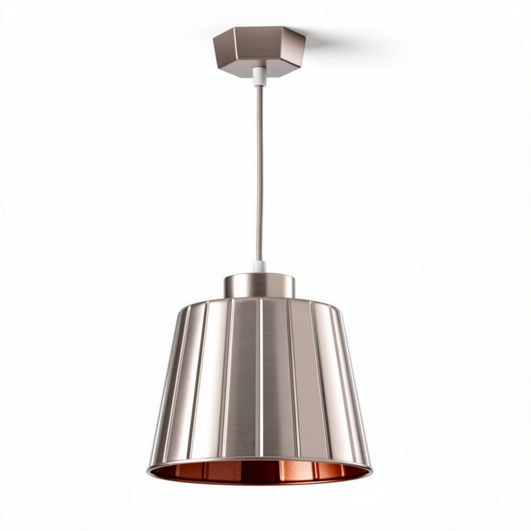 Metal pendant light fixture with copper interior 20 x 20 x 25cm for modern decor