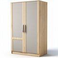 Wooden wardrobe with gray doors and silver handles 100 x 60 x 200cm