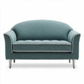 Two-seater sofa in light blue fabric with silver legs dimensions 160 x 75 x 80cm