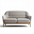 Two-seater sofa in grey fabric with wooden legs 160 x 80 x 80cm
