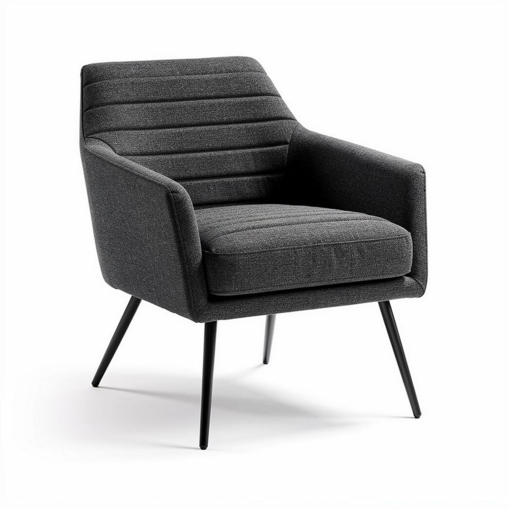 Fabric upholstered accent chair with tapered metal legs in dark gray 80 x 75 x 85cm