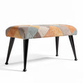 Multicolor geometric fabric bench with metal legs 100 x 40 x 45cm