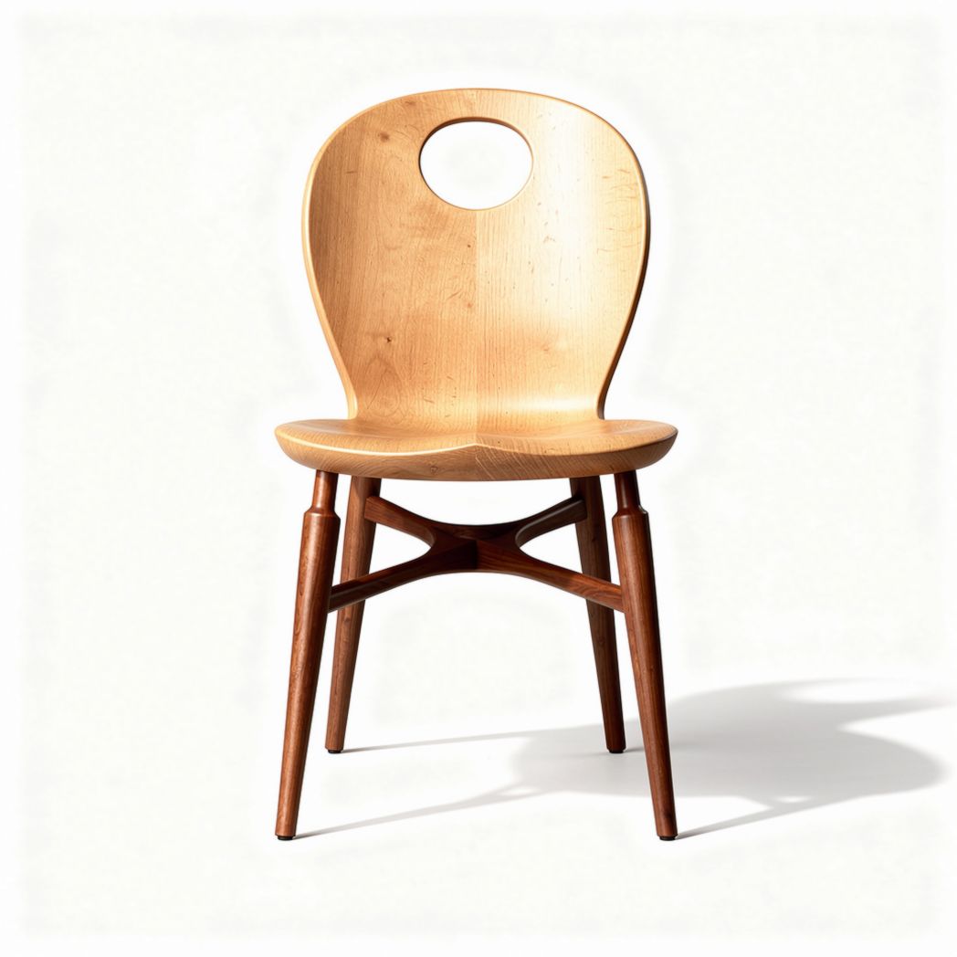 Wooden dining chair with round backrest and wooden legs 45 x 45 x 85cm