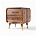 Wooden nightstand with two drawers and gold accents 40 x 30 x 50cm