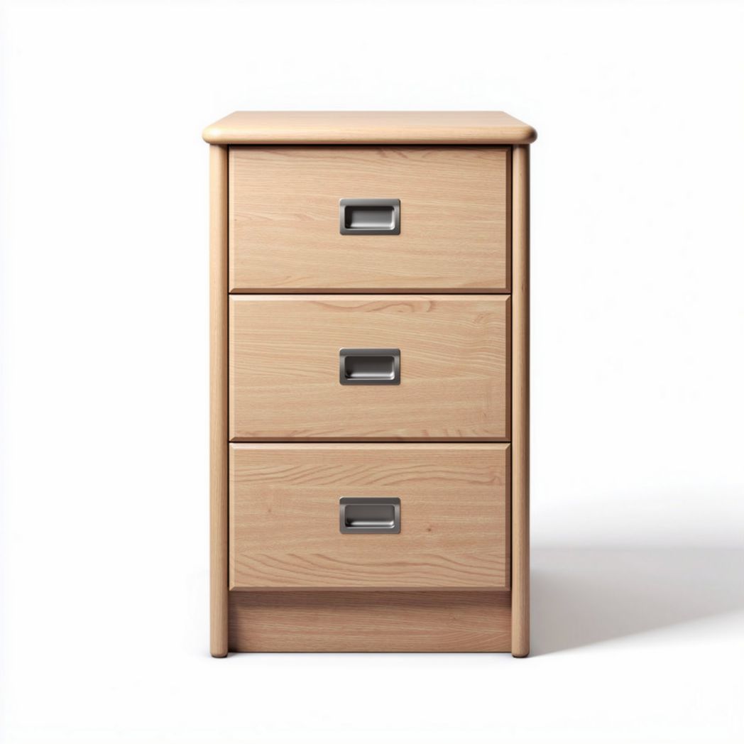 Wooden nightstand with three drawers 40 x 30 x 60cm natural color