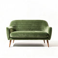 Velvet green loveseat with wooden legs for living room seating 150 x 80 x 70cm